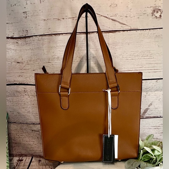 NWT LaTerre Large Brown Caramel Cognac Tan Tote, Shoulderbag, Workbag, Schoolbag - Picture 4 of 8